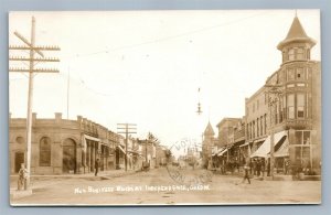 INDEPENDENCE OR BUSINESS BLOCKS STREET SCENE ANTIQUE REAL PHOTO POSTCARD RPPC
