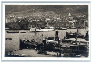 c1920's Ship Landing Vaagen Bergen Norway Antique Unposted RPPC Photo Postcard