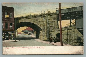 ELIZABETH NJ PENN RAILROAD CROSSING ANTIQUE POSTCARD