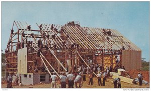 Greetings From The Amish Country, Construction Site of Amish Barn-Raising, Du...