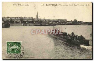 Postcard Old Saint Malo Vue Generale output of a torpedo boat