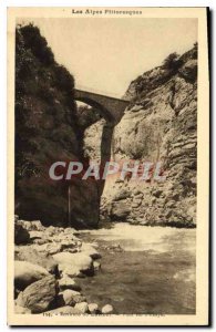 Old Postcard Surroundings Lauzet Bridge over the Abaye The picturesque Alps