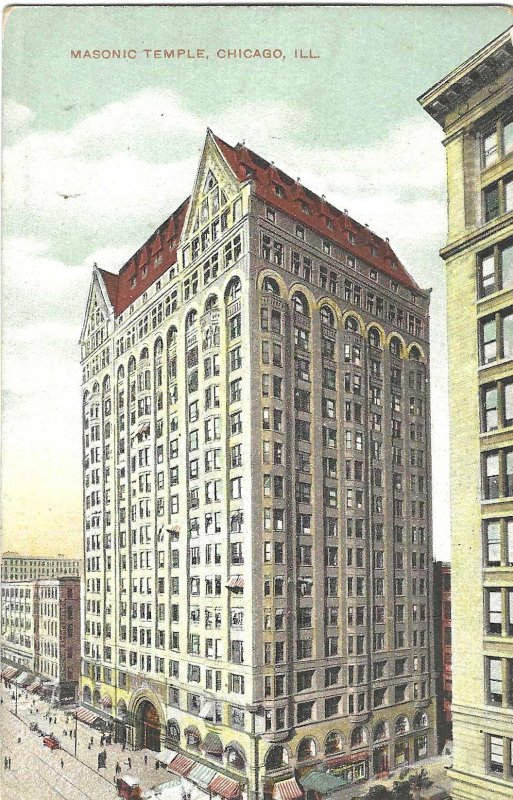 1907-1915 Masonic Temple, Chicago, Illinois Postcard