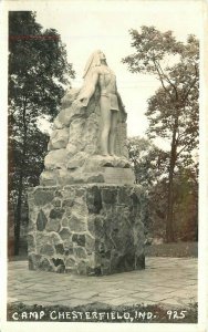 Indiana Native American Indian Statue 1940s RPPC Photo Postcard Camp 22-2157