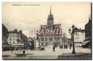 Postcard Compiegne Old Town Square Hotel Ice