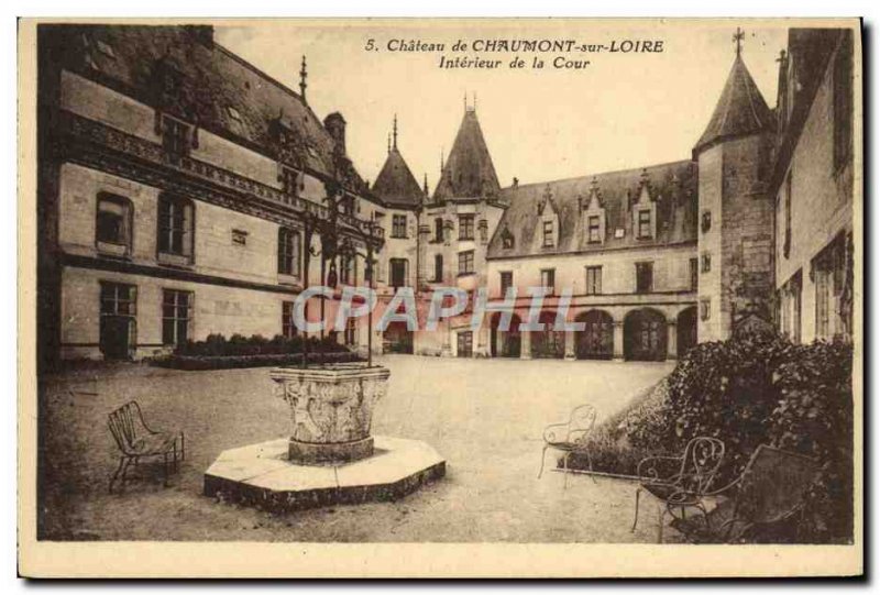 Old Postcard Chateau de Chaumont sur Loire Interior Court