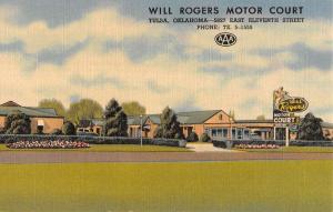 Tulsa Oklahoma Will Rogers Motor Court Linen Antique Postcard K21164