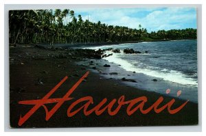 Vintage 1960's Postcard Kalapana Black Sands Beach Island of Hawaii