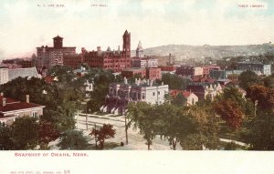 Vintage Postcard 1900's City Hall Public Library Snapchat Of Omaha Nebraska NB