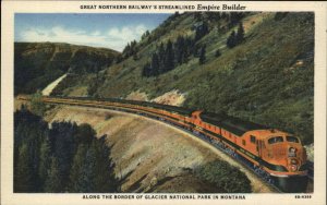 Glacier Nat'l Park Montana MT Great Northern Railway Train Streamliner Linen PC