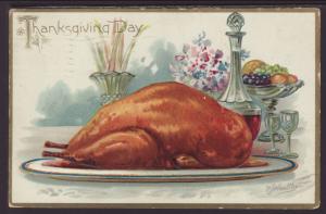 Thanksgiving,Turkey Dinner,Wealthy Postcard