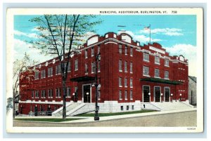 1937 Municipal Auditorium Burlington Vermont VT Posted Vintage Postcard 