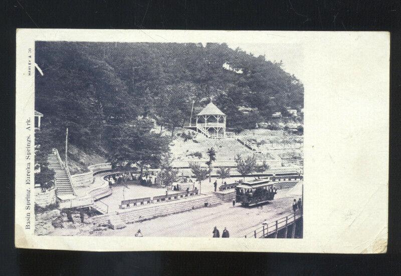 EUREKA SPRINGS ARKANSAS BASIN SPRING TROLLEY CAR VINTAGE POSTCARD 1905