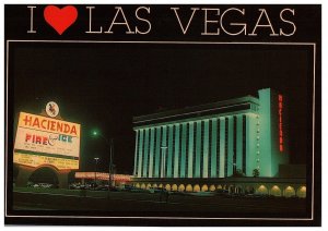 I Love Las Vegas Hacienda Hotel Fire & Ice Performing Sign Vintage Postcard