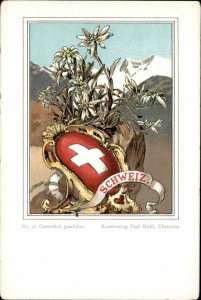 Paul Kohl Decorative Heraldic Crests Shields Series c1900 Postcard SWITZERLAND