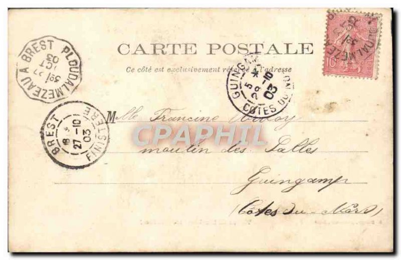 Postcard Old Viaduct Lambezellec Pres Brest Train