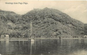 Postcard Sail Boat Pago Pago American Samoa South Pacific Naval Station Tutuila