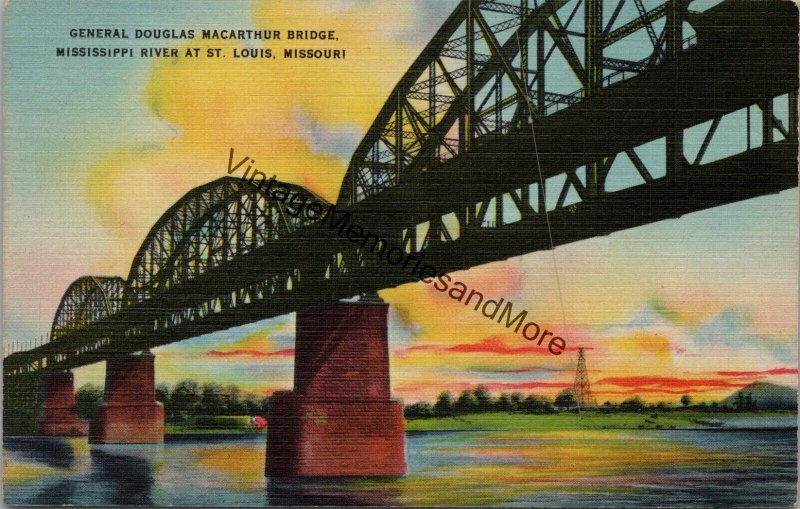 General Douglas MacArthur Bridge St. Louis MO Postcard PC295