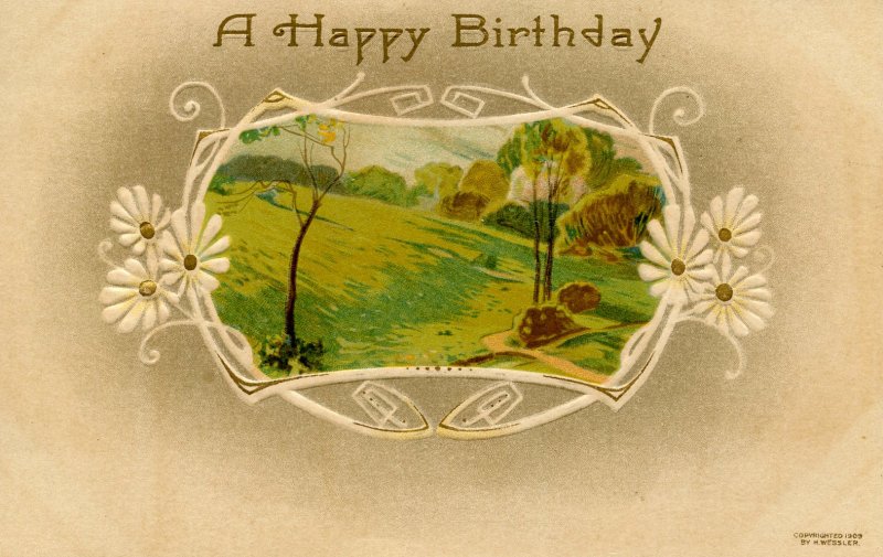 Greeting - Birthday. Embossed, Gold Foil