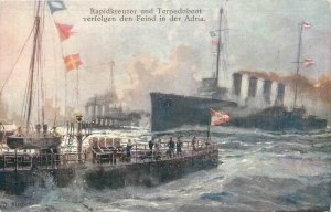 Germany C-1910 Military Navy Cruiser Torpedo Boat Navy Postcard 22-6243