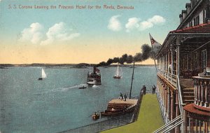 SS Corona Leaing the Princess Hotel Bermuda Postcard
