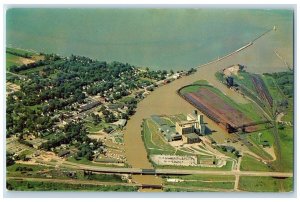c1950's Air View Showing The Harbor And Part Of The Town Huron Ohio OH Postcard