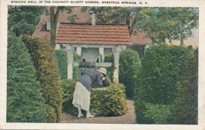 Saratoga Springs NY, New York - Lady at Wishing Well - Olcott Garden - WB