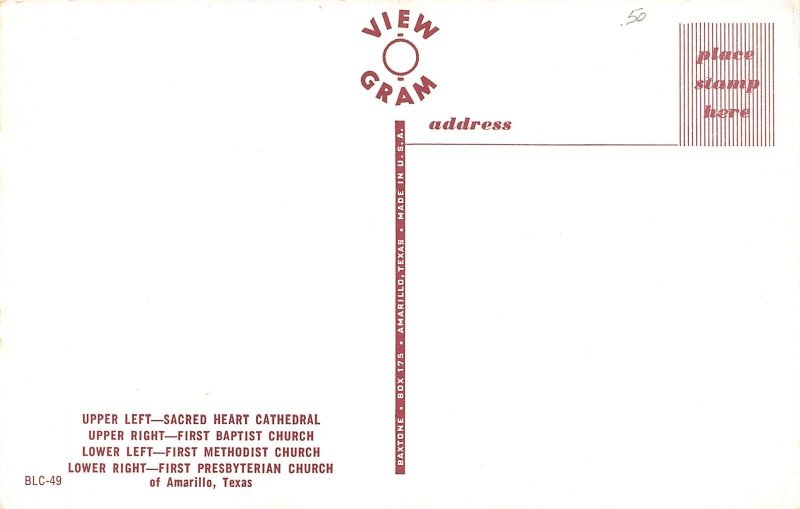 Amarillo TX Sacred Heart Catholic~1st Baptist, Methodist & Presbyterian Churches