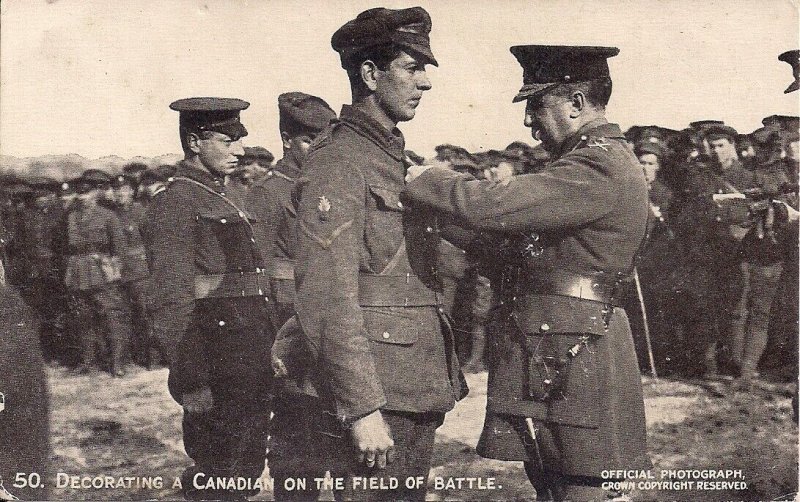 WWI Canadian Soldier Awarded Medal on Battlefield 1915 Censor Official War Photo