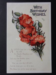 Poppies Postcard: With Birthday Wishes, Series P B1 - Donation to R.B.L.