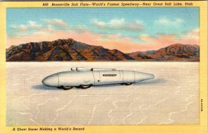 Great Salt Lake, UT Utah   BONNEVILLE SALT FLATS Speed Record Vehicle  Postcard