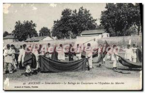 Postcard Old Ancenis military Scene Threshing the hedges or Deportation of Mi...