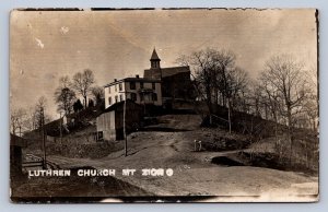 J87/ Mt Zion Ohio RPPC Postcard c1910 Lutheran Church Noble County 92