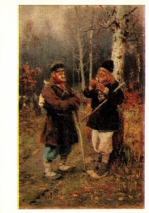 VINTAGE CONTINENTAL SIZE POSTCARD EASTERN EUROPE ART ON CARD - TRAVERSING WOODS