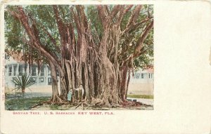UDB Postcard; Key West FL, U.S. Barracks, Giant Banyan Tree, Unposted EC Kropp