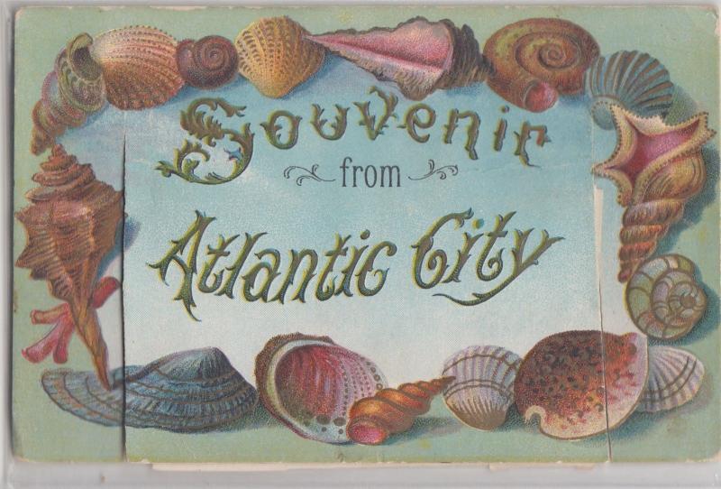 c1910 ATLANTIC CITY New Jersey NJ Postcard FOLDER 12 Mini Views Boardwalk etc