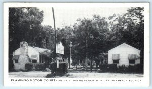 DAYTONA BEACH, FL Florida  FLAMINGO MOTOR COURT   1950  Roadside Postcard