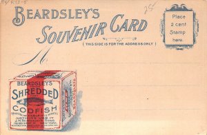 Beardsley's Shredded Codfish, Brooklyn Bridge Ad Card,  Old Postcard
