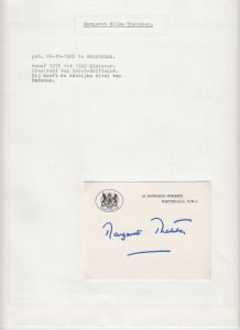 Prime Minister Margaret Thatcher, Original Autograph, United Kingdom (L6443)