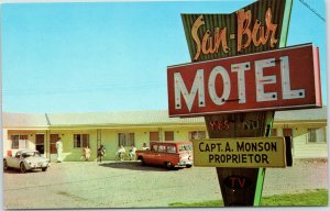 postcard St. Ignace MI - San-Bar Motel - Capt. A. Monson Proprietor