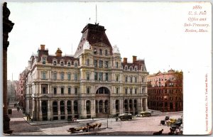 U.S Post Office And Sub-Treasury Boston Massachusetts Mainroad Landmark Postcard