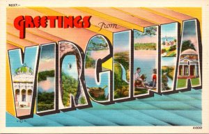 Virginia Greetings From Virginia Large Letter Linen