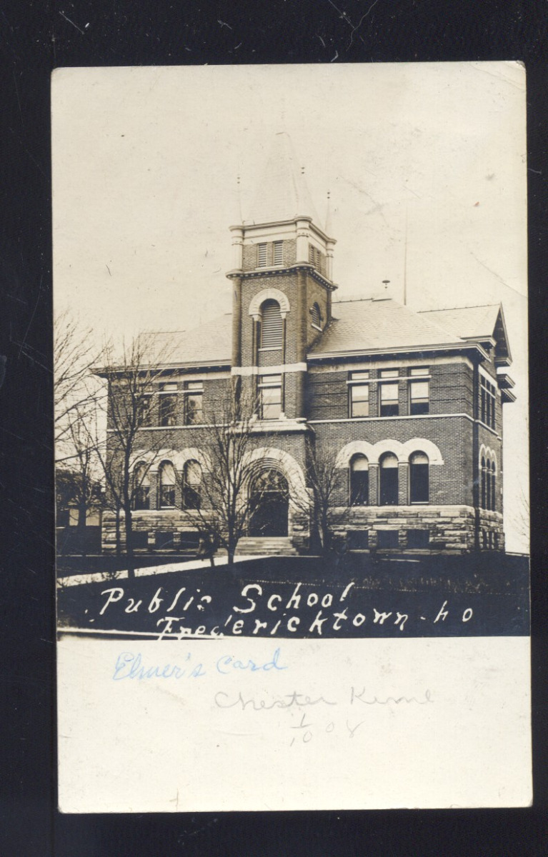 Rppc Fredericktown Ohio Public School Building Vintage Real Photo
