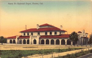 Tinted Postcard Santa Fe Railroad Depot in Fresno, California~126213