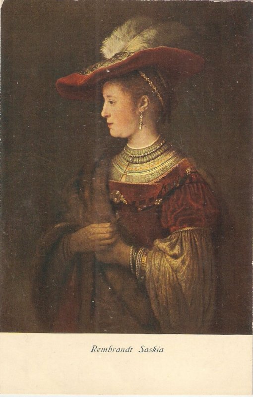 Rembrandt  Saskia Fine part, painting, vintage German postcard