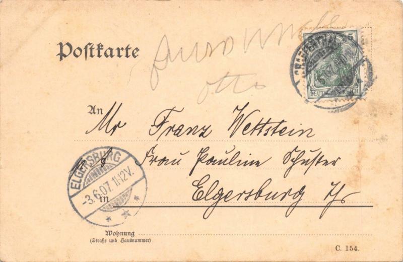 ELGERSBURG GERMANY POSTMARK~SHIP GREETING POSTCARD 1907