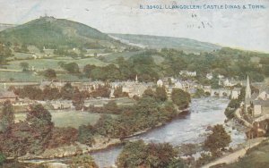 LLANGOLLEN, CASTLE DINAS & TOWN, North Wales - Vintage POSTCARD