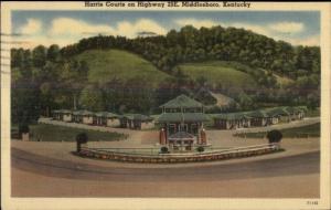 Middleboro KY Harris Courts & Gas Station Postcard