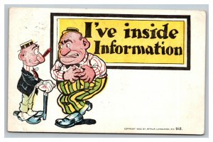 Vintage 1905 Comic Postcard Fat Man & Skinny Man - I've Inside Information