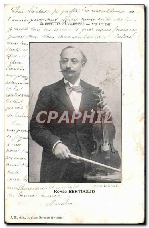 Old Postcard Romeo Bertoglio Cellist Violin